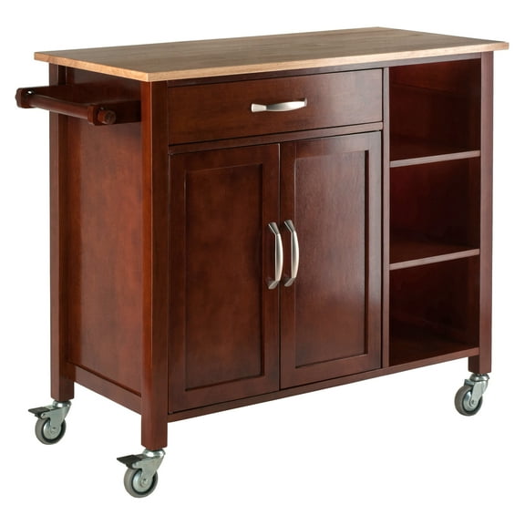 Winsome Mabel Kitchen Utility Cart, Two-Tone, Natural & Walnut Finish