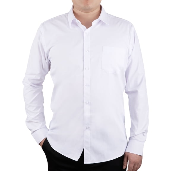 COOPLUS Mens Dress Shirts Solid Color Long Sleeve Stretch Formal Shirt Perfect for Business Casual Occasions A Button-Down Dress Shirt Tailored for Men