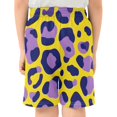 thumbnail image 3 of Yellow Purple Leopard Pattern Athletic Shorts Breathable with Comfort Fit Drawstring Casual Sweatshorts Medium, 3 of 9