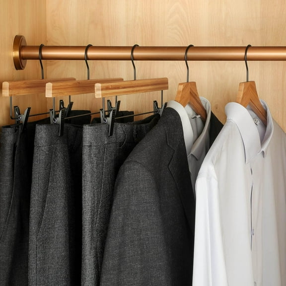 Wooden Hangers with Rotatable Black Hook, Set of 20 - & Slim for Coats, Suits, Dresses