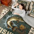 thumbnail image 5 of Manfei Retro Rustic Fish Full Size Bedding Sets, Farmhouse Fishing Full Size Bed in a Bag, Green Beige Brown, Gray Reversible, 7-Piece, 5 of 6