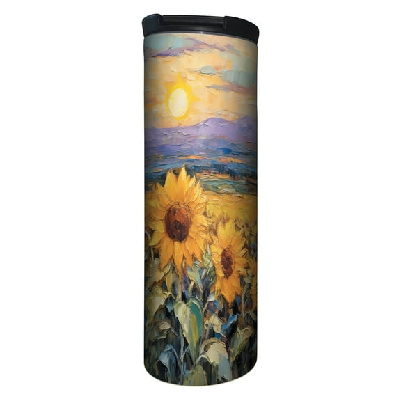 Highland Home "Radiant Sunflowers" 17 oz. Double Wall Stainless Steel Tumbler w/Lid