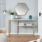Ivinta Furniture Narrow Console Table, White Marble Sofa Table Small TV Entryway Table with Storage Shelf, Buffet Table for Hallway Living Room, 47.2 inch