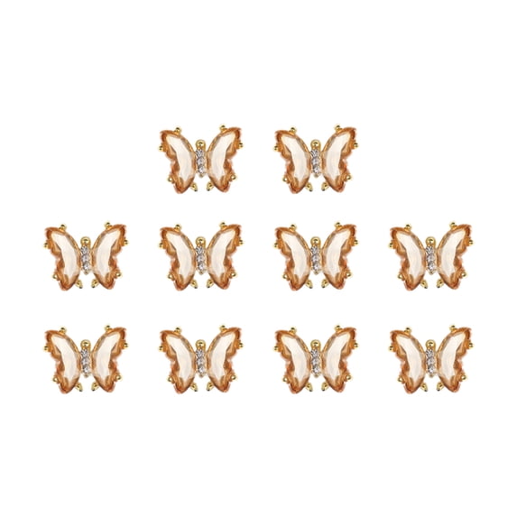dianhelloya Nail Art Supplies 10Pcs Nail Art Decor Three-dimensional Shiny Glitter Sparkling DIY Mini Nail Accessories Fake Crystal Butterfly Nail Charm Manicurist Supply