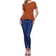 thumbnail image 2 of INSPIRAR CHIC Blusa de Peplum para Mujer de Manga Corta con Cuello Redondo Primavera Verano Stretch Talla S Naranja Quemado, 2 of 6