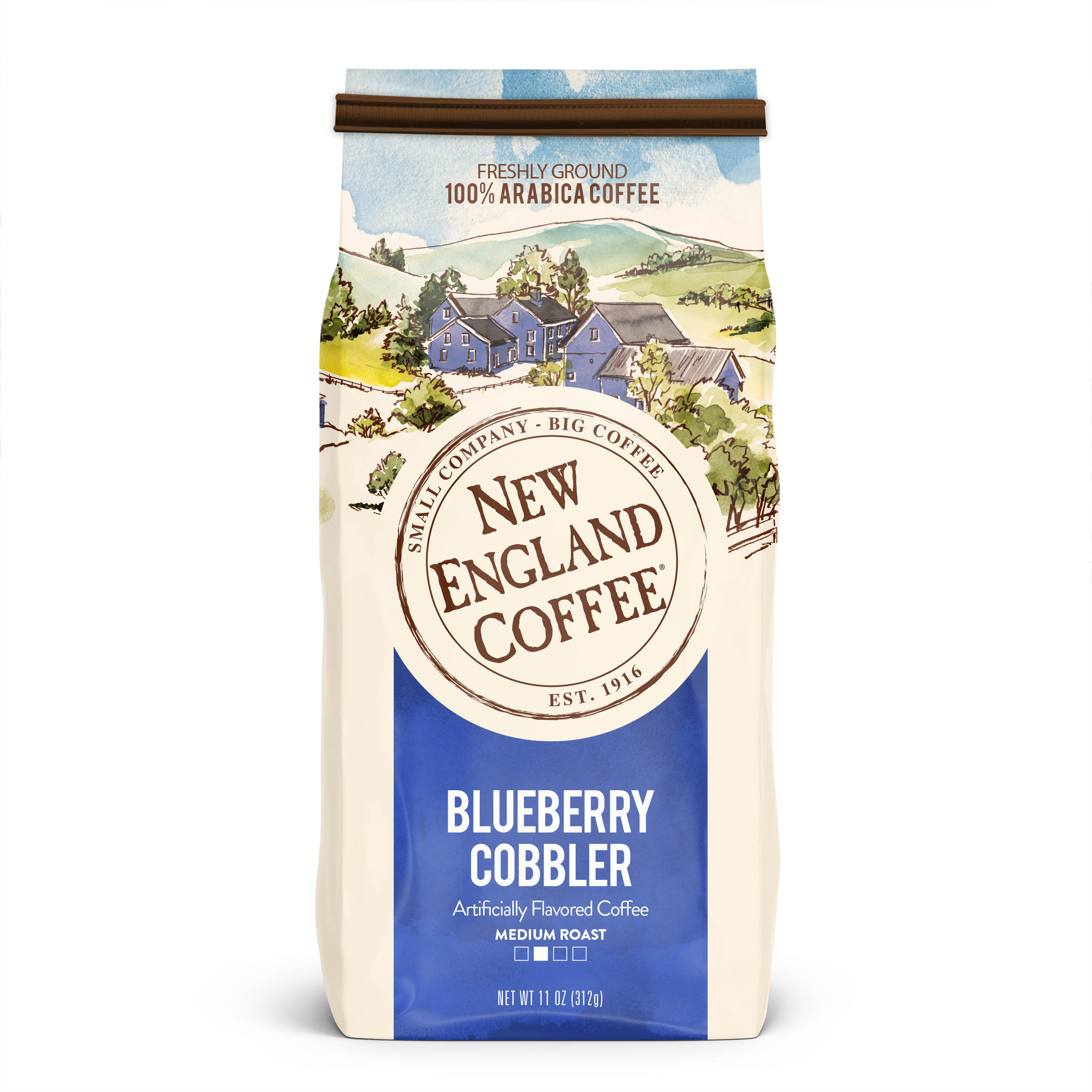 New England Coffee Blueberry Cobbler Blend Medium Roast Ground Coffee, 11 oz