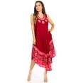 thumbnail image 5 of Sakkas Batik Flower Caftan Tank Dress / Cover Up - Burgandy - One Size, 5 of 5