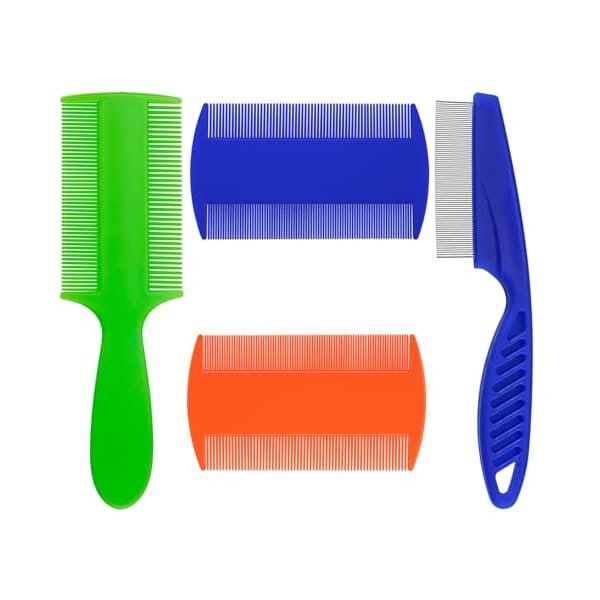 wonim44 4-Piece Lice Comb Set, Double Sided Fine Tooth Lice Comb for Dandruff Removal, Metal-Tooth Dandruff Lice Treatment Combs