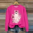 thumbnail image 4 of In October We Wear Pink Halloween Ghost Sweatshirts for Women 2025 Cancer Awareness Sweatshirt Pullover Tops, 4 of 5