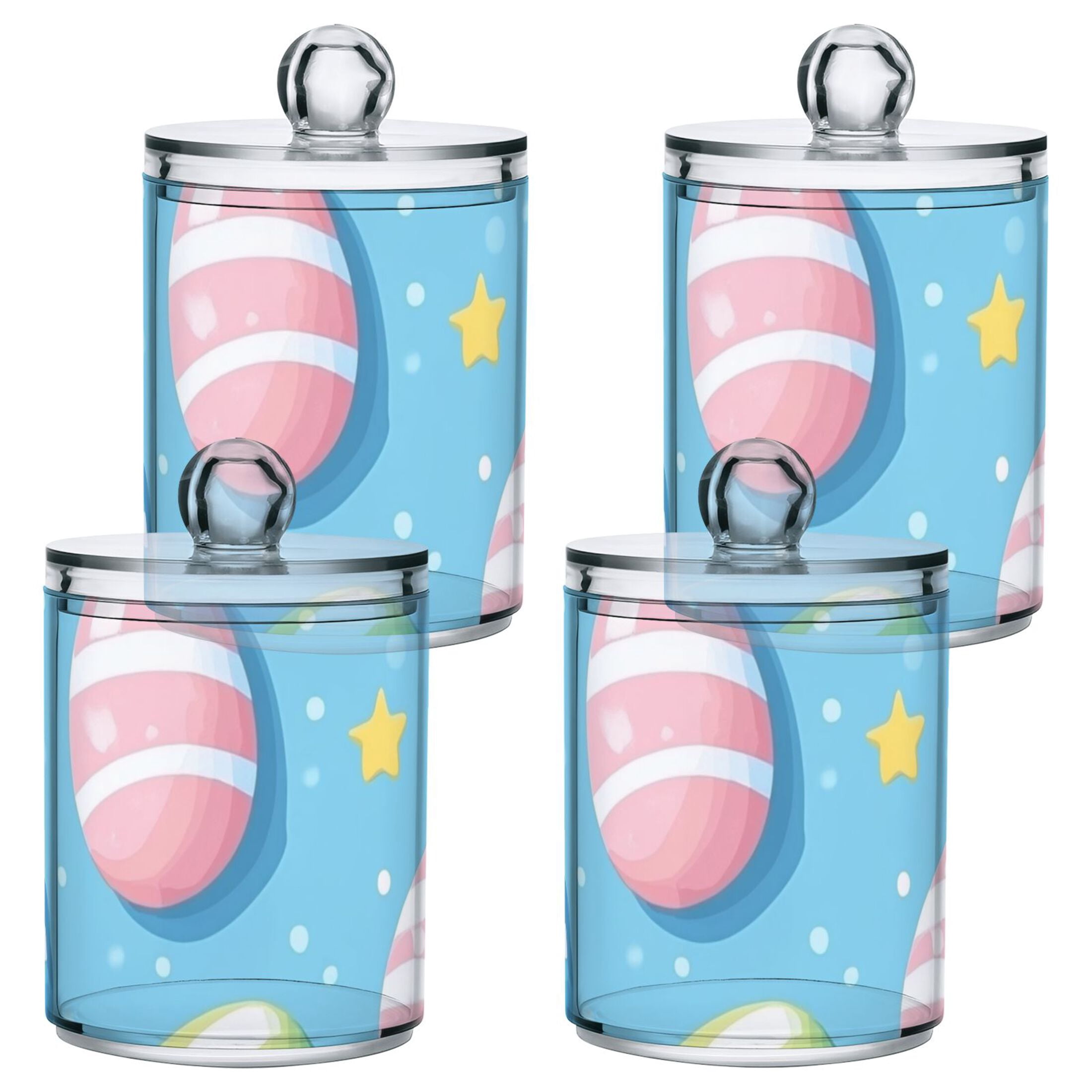 Ckdifva Easter Eggs Stars Storage Jar with Lid Acrylic Organization Storage Containers Set of 4