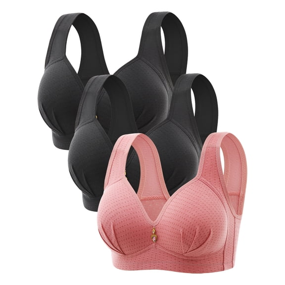 LLYwey Womens Seamless Wirefree Bras Woman's Embroidered Seamless Comfortable Breathable Bra Underwear No Underwire Women Size Nylon Sport Bra Style LW-105 Pinky 36