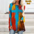 thumbnail image 1 of Camiseta de manga larga con estampado de rayas abstractas para mujer, ropa informal para vacaciones, diario, hogar, cuello redondo, básica, XS-8XL esencial, 1 of 4