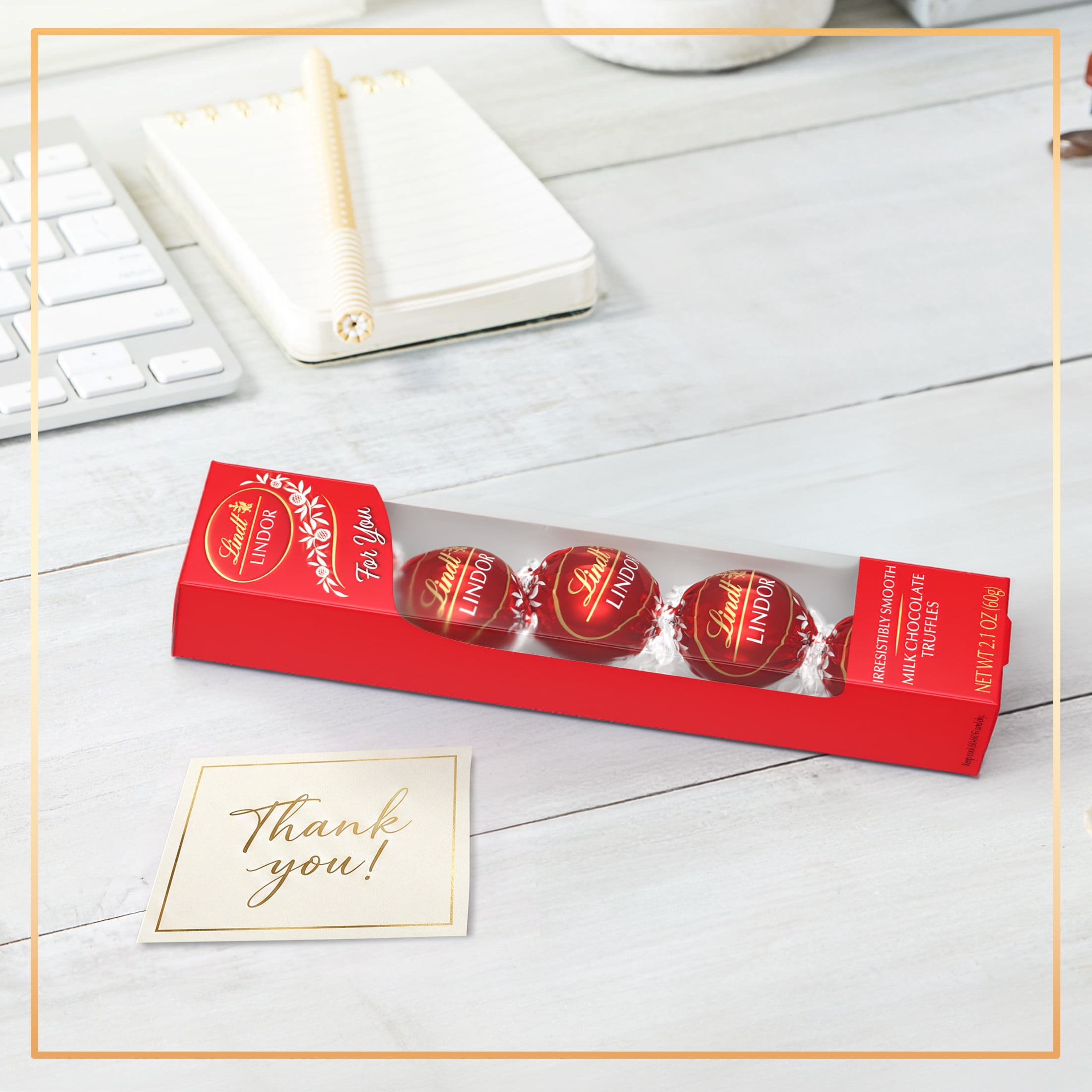 Lindt LINDOR Milk Chocolate Candy Truffles Favor Gift Box, 2.1 oz.