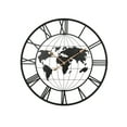 thumbnail image 4 of 36" Modern Silent Wall Clock, Nearly Silent Operation with Vintage Gold Numbers, Battery Operated for Convenient Placement in Living Room, Dining Room and Bedroom Decor, Stylish World Map Clock,Black, 4 of 7
