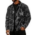 thumbnail image 2 of GrmtClth Autumn Mens Leaf Camo Overshirt Jacket Long Sleeve Snap Closure Soft Fabric Daily Casual Outerwear Black 3XL, 2 of 3