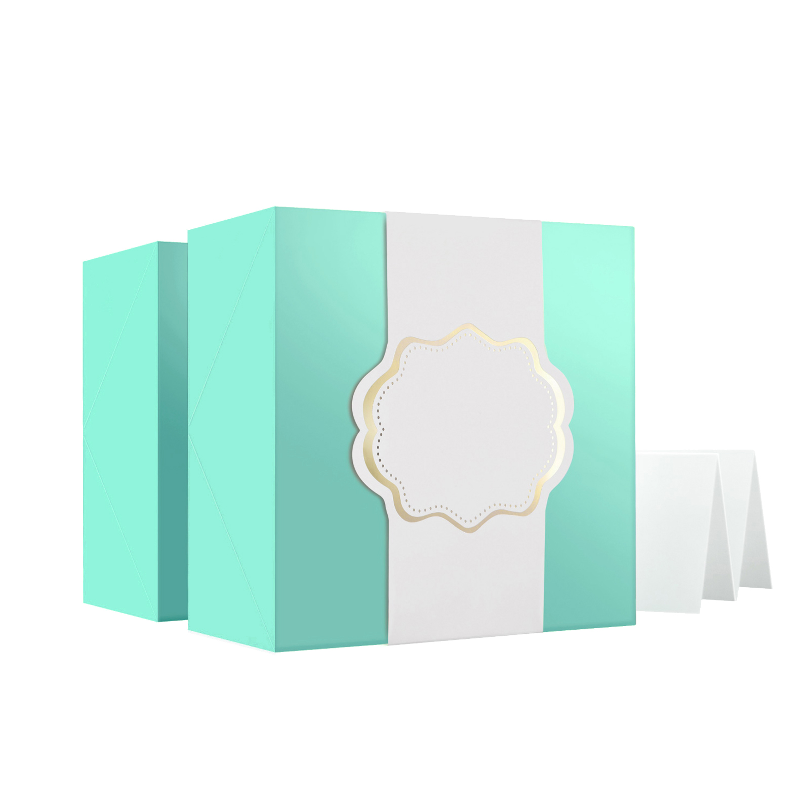 2 Gift Boxes with Wrap Bands 8x8x4 Inches, Gift Boxes with Lids