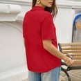 thumbnail image 4 of Trendy V Neck Polo Shirts Women'S Short Sleeve Summer Business Casual Collared Tees,Red S, 4 of 6