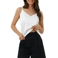 thumbnail image 1 of Camiseta de satén para mujer, tirantes, escote en V, top de seda casual, formal, capa, camisa de dormir 2026 M blanca, 1 of 6