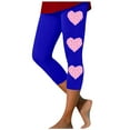 thumbnail image 3 of lcziwo Women's High Waist Tummy Control Cropped Yoga Pants Valentine's Day Heart Printed Workout Leggings Casual Elastic Tight Capri Leggings Blue S, 3 of 5