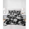 thumbnail image 3 of Black Rose Twin XL Size Down Alternative Comforter,Lightweight Comforter Quilt Bedding Set with Pillow Shams Vintage Pastoral Botanical Floral Leaves Vines Bed Comforter Duvet Insert 68"x98", 3 of 7