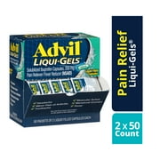 Advil Liqui-Gels Pain Reliever and Fever Reducer, Ibuprofen 200Mg for Pain Relief - 50X2 Liquid Filled Capsules