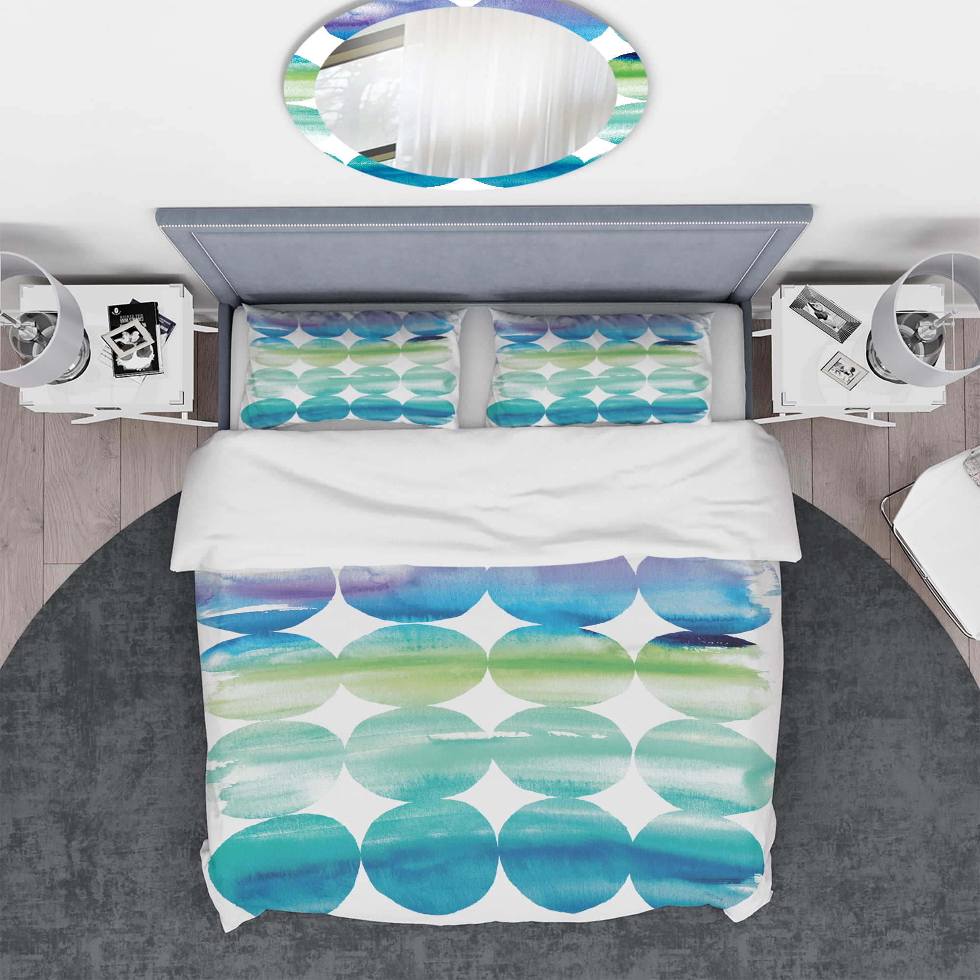 Designart 'Circle Abstract Blue Colorfields I' Geometric Duvet Cover Set