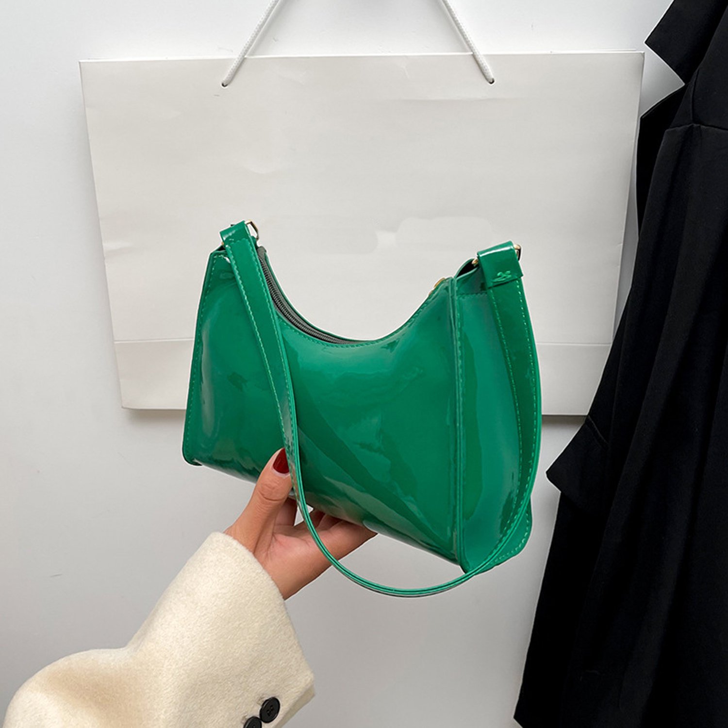 Green Tapa Cloth - Shoulder Bag - Purse - Handbag - Clutch