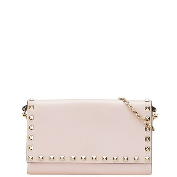 Pre-Owned Valentino Rockstud Chain Wallet Shoulder Bag in Pink Leather for Women (Good)