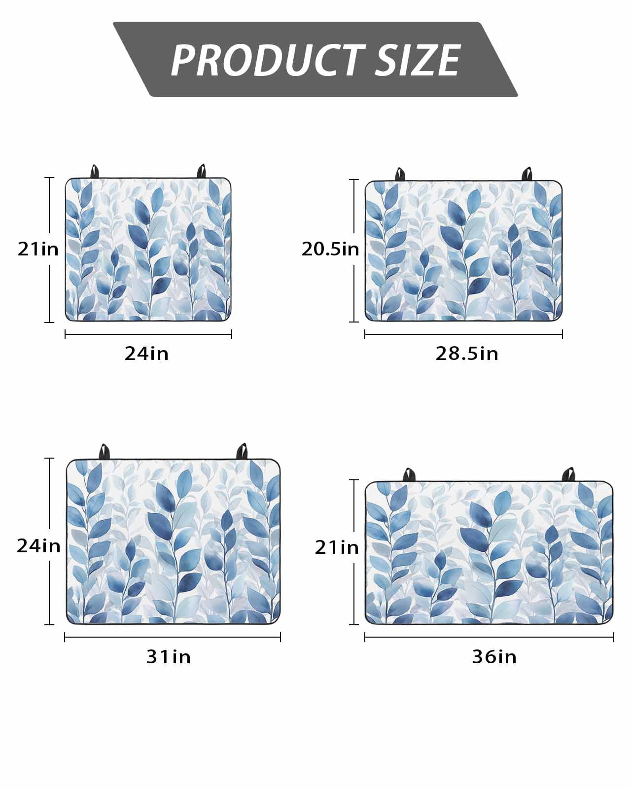Stove Top Covers for Electric Stove, Blue Leaf Glass Stovetop Cover Protector, Watercolor Country Plant Monochrome Branch Induction Cooktop Protector Oven Mat for Kitchen Countertop 24"x21"