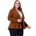 thumbnail image 1 of Blazer de talgrande pamujer con solacon muescas, dobladillo con volantes y péplum, paNavidad marrón 5X, 1 of 5