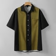 thumbnail image 2 of MNCEKFOD Mens Shirt Casual Color Block Printed Shirt Short Sleeve Button Down with Pocket Classic Fit Mens Tee Shirt Green M, 2 of 6