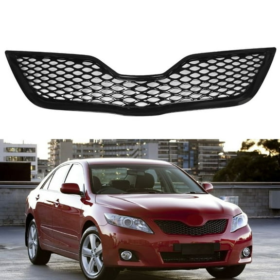 LABLT Front Upper Hood Grilles Replacement for 2010-2011 Toyota Camry Black Plastic