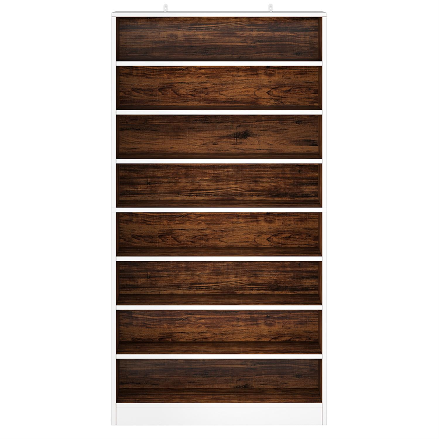 Demi Bonn Wooden Shoe Rack 9-Tier Shoe Storage Organizer Entryway Shoe Shelf, 40-45 Pairs Freestanding Shoe Cabinet, White & Brown