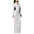 thumbnail image 3 of Women´s Long Fitted Dress Long Sleeve V Neck Evening Dress Lace Floral Party Dress, 3 of 9