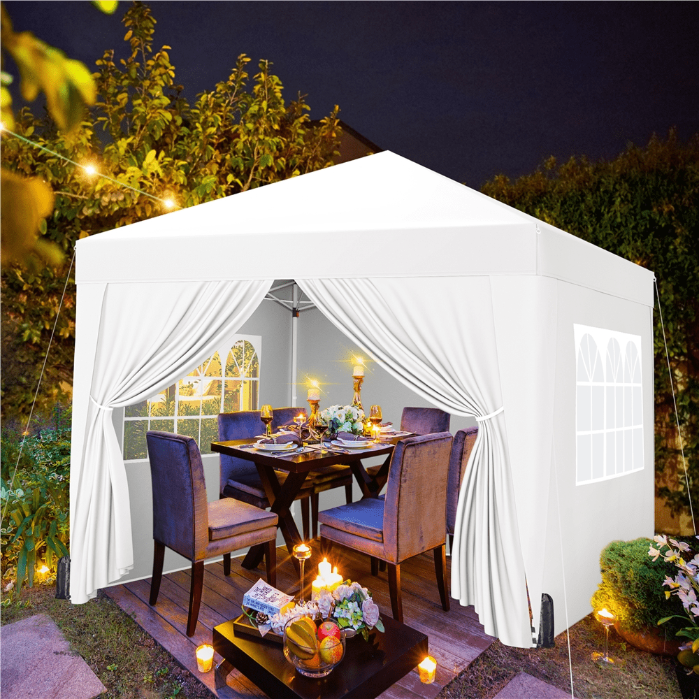 Renwick 10x10 ft Pop Up Canopy Tent with 4 Sidewalls, White