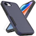 thumbnail image 1 of KOMI iPhone 16E Case: Dual Layer Protective Heavy Duty Cell Phone Cover Shockproof Rugged with HD Screen Protector - Military Protection Bumper Tough - Apple iPhone 16E / SE 2025 / SE4, Navy Blue, 1 of 5
