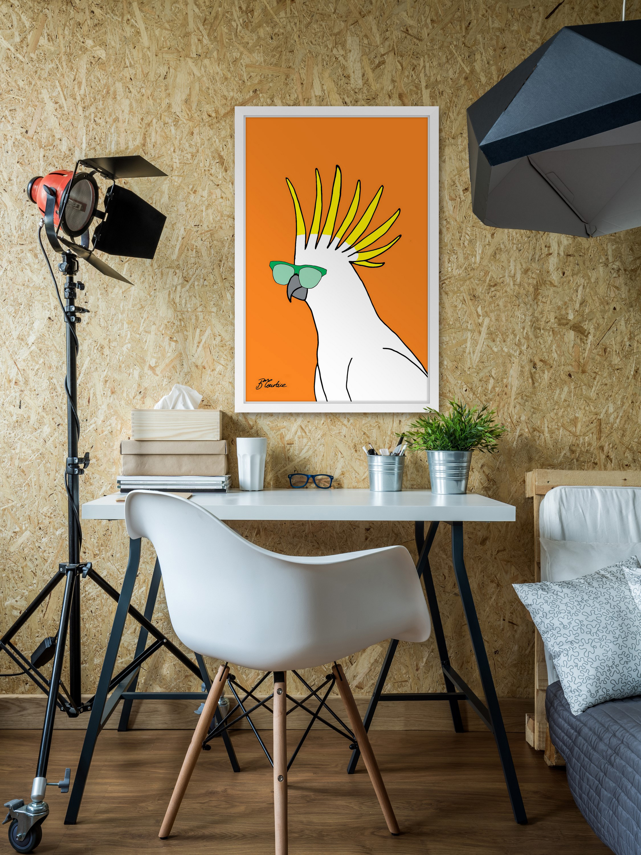 "Cockatoo Hippy Head" Framed Painting Print