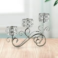 thumbnail image 7 of Metal 3 Arms Crystal Candle Holder Candelabra Hollow Lamp Bowls Votive Candlesticks Elegant for Dining Table Centerpiece Decor -, 7 of 7