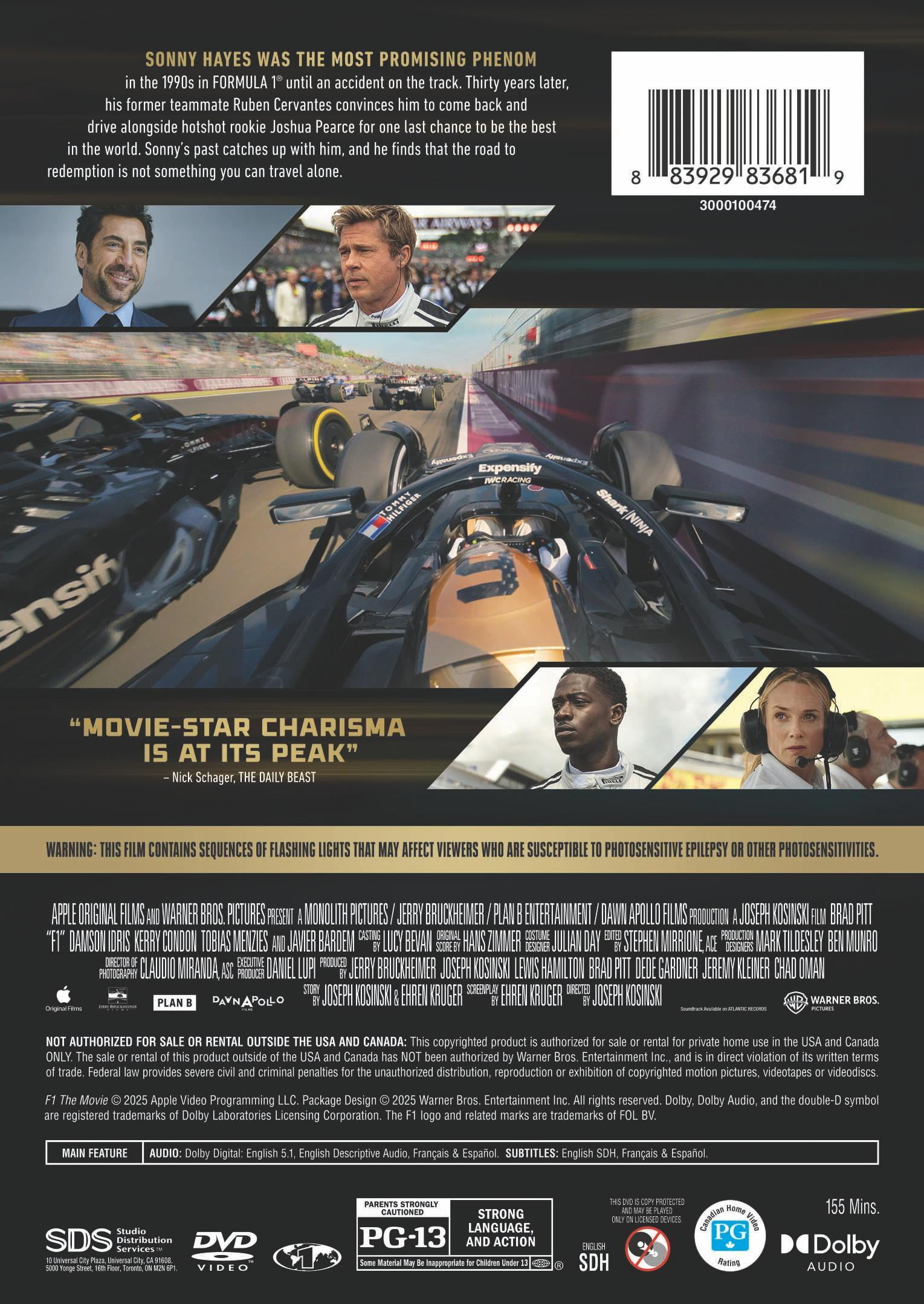 F1: The Movie (DVD), Action, Warner Bros. - Walmart.com