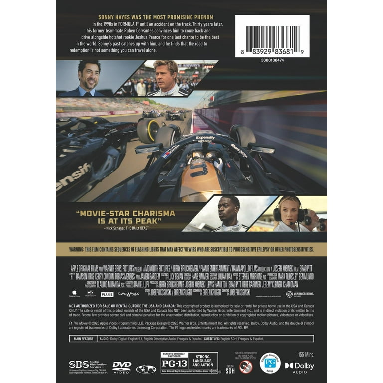 F1: The Movie (DVD), Action, Warner Bros. - Walmart.com