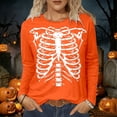 thumbnail image 2 of XIAOCHA Skeleton Ribcage Print T Shirt For Women Long Sleeve Round Neck Halloween Tee, 2 of 4