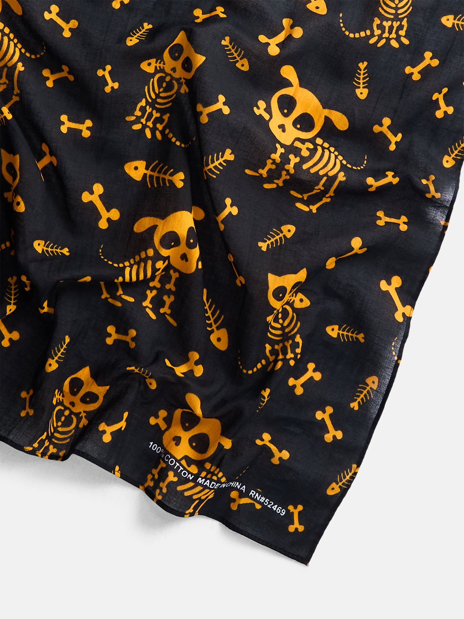 Way To Celebrate Halloween Women's Pet Skeletons Bandana, One Size, Black/Orange