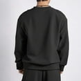 thumbnail image 5 of GuangCheng Mens Waffle Knit Crew Neck Sweatshirts,Baggy,Pullover,Soft,Breathable,Comfortable Loungewear Tops,Black,Size 2XL, 5 of 6