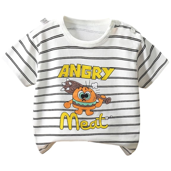 Ulanda Toddler T-Shirts Boys Short Sleeve Tees Cotton Casual Graphic Crewneck Summer Top for Kids 2-6Y (Orange, 12-24 Months)
