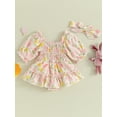thumbnail image 2 of xiaxaixu Barboteuse-Robe à Manches Courtes pour Bébés Filles Easter, Imprimé Floral Bunny et Oeufs, avec Bandeau, 2 of 9
