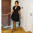 thumbnail image 3 of AURA Womens Plus Size V Neck Short Dress Button Detail High Waist Casual Summer Bigsize Dress, 3 of 5