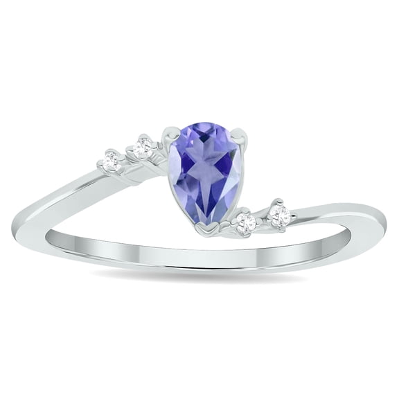 SZUL Women's Tanzanite and Diamond Wave Ring in 10K White Gold