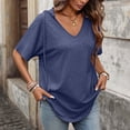thumbnail image 4 of Lmnyox Womens Summer Hooded Shirt Fashion Solid Short Sleeve V Neck Blouses Casual Trendy Hoodies Tops for Women, 4 of 7