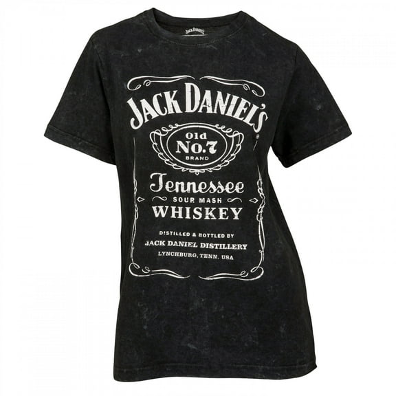 Jack Daniels 870325-medium Womens Label Mineral Wash T-Shirt, Black - Medium