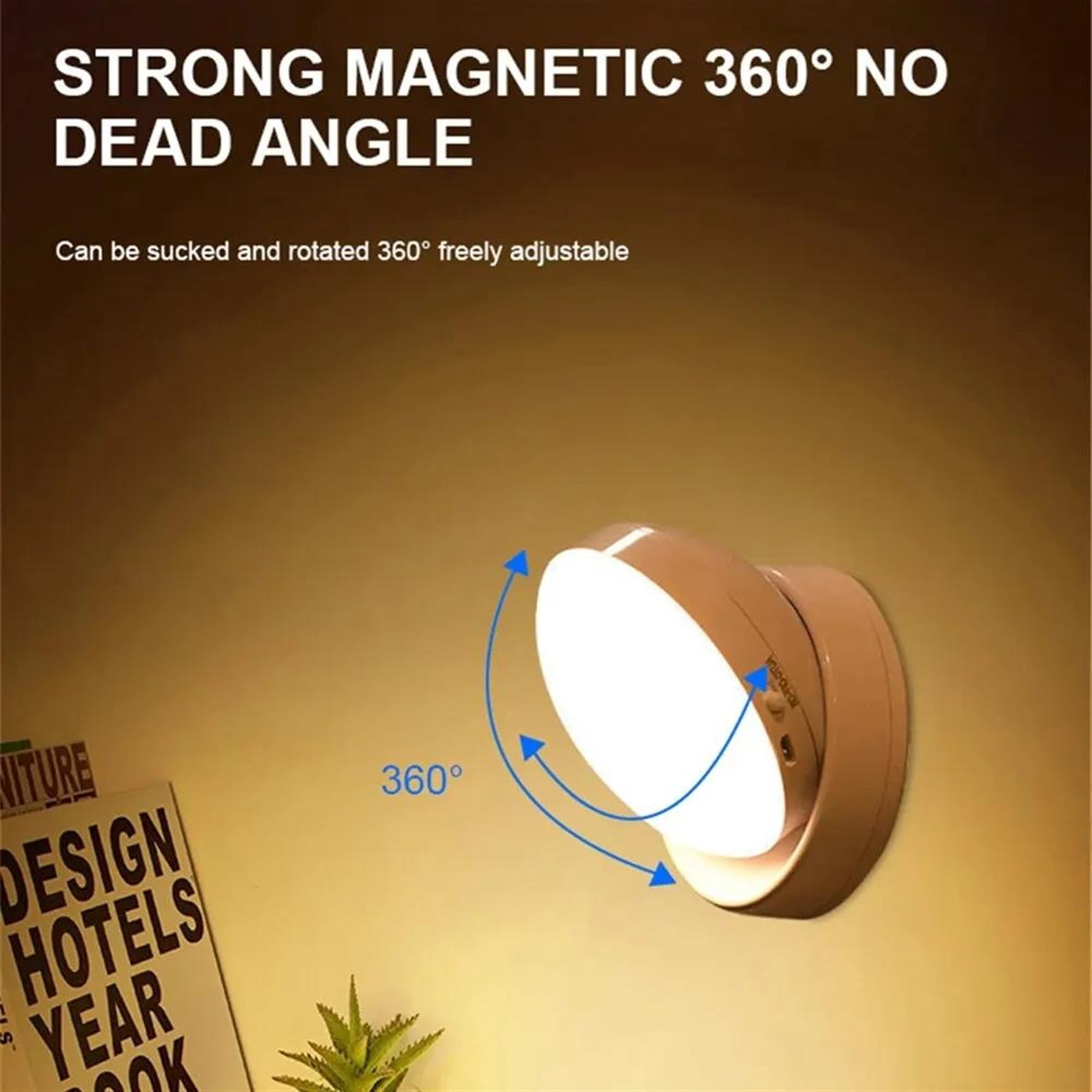 For Home Rechargeable Under Cabinet Light Wireless Closet Night Lamp 360 Rotated PIR Motion Sensor Wall Lamps